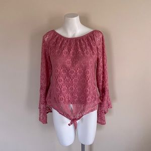 Girls dark pink lace top